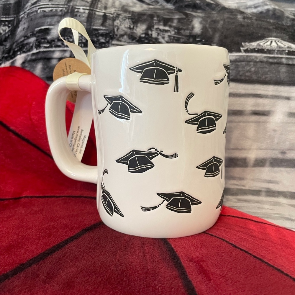 Rae Dunn White Congrats Grad Mug with Black Caps - Picture 4 of 6